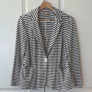 Philosophy Black and White Striped Single-Button Blazer